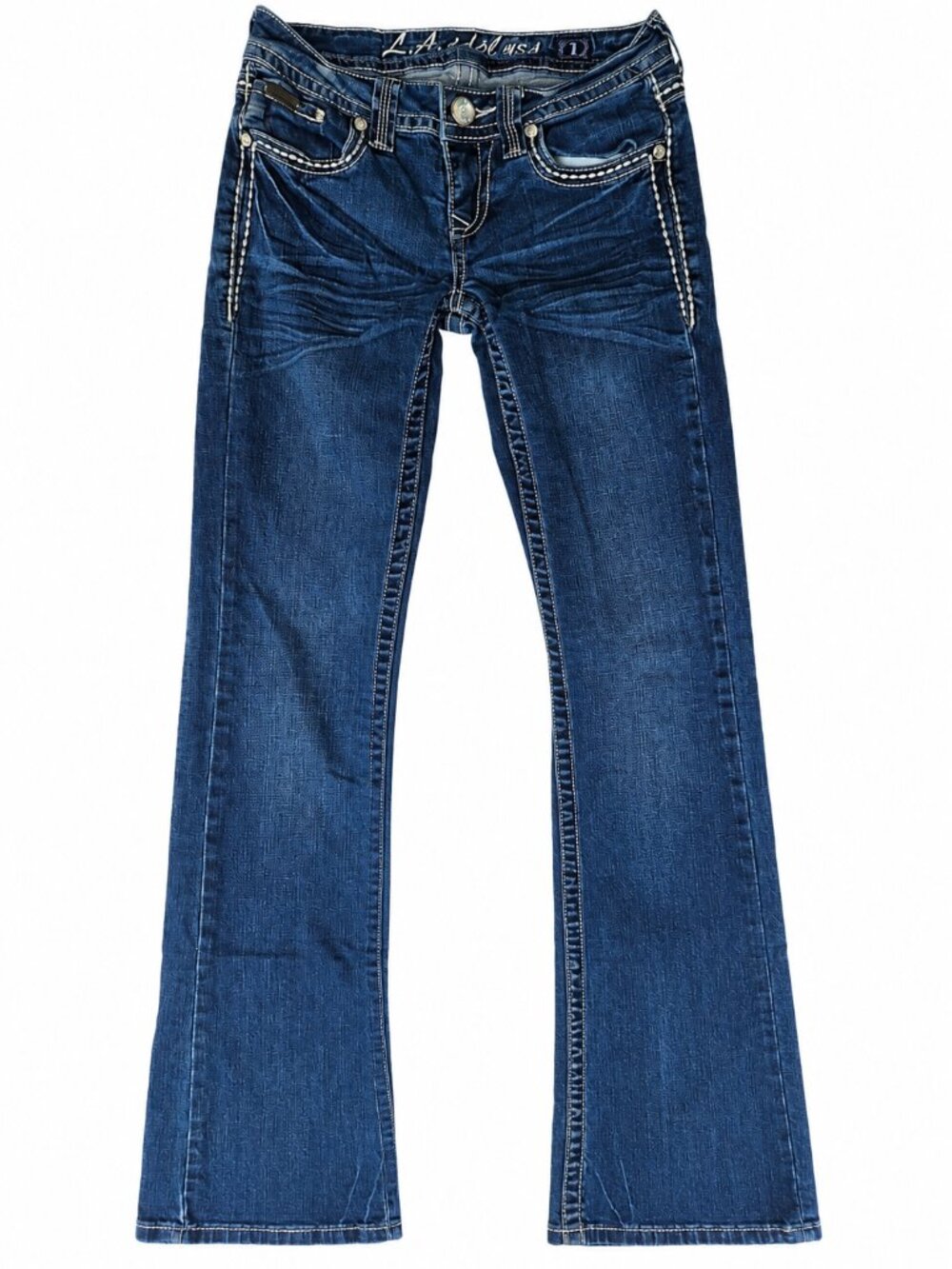 L.A. Idol USA Bootcut Jeans Women's Size 1 Bling Rhinestone Stretch W27